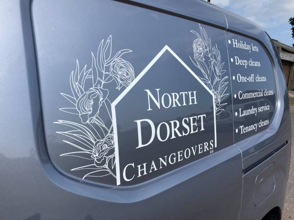A van sign for a North Dorset based company